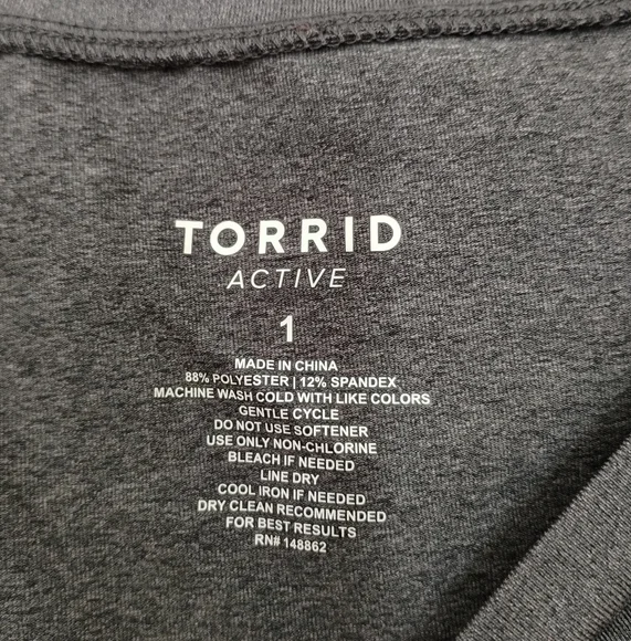 Torrid Active Dark Grey Short Sleeve Shirt Size 1 Moisture Wicking Charcoal Tee - Picture 3 of 4